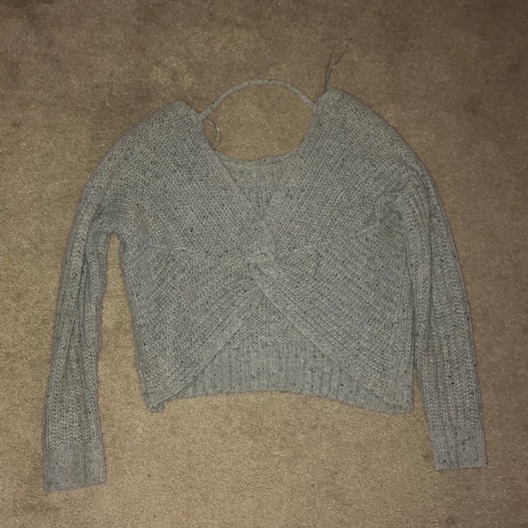 Crisscross Grey Sweater - Picture 2 of 4